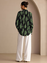 [Black Moss] SilkSilky-UK Long Sleeve Lapel Collar Blouse 002