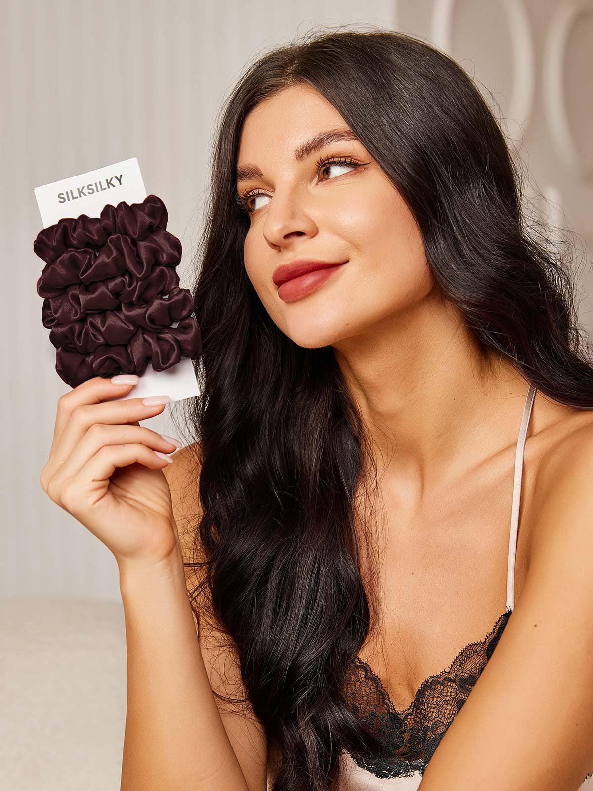 [Brown] SilkSilky-UK 19Momme Pure Silk Scrunchie 001