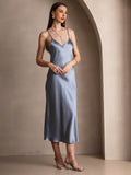 SilkSilky-UK Pure Silk Sleeveless Round Neck Dress GrayishBlue 004