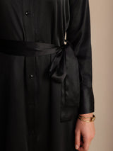 [Black] SilkSilky-UK Long Sleeve Lapel Collar Dress 003