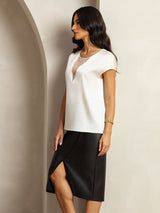 [White] SilkSilky-UK 19Momme Silk Round Neck Women's T-Shirt 002