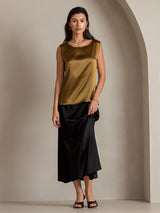 [Brown] SilkSilky-UK Sleeveless Round Neck Camisole 001