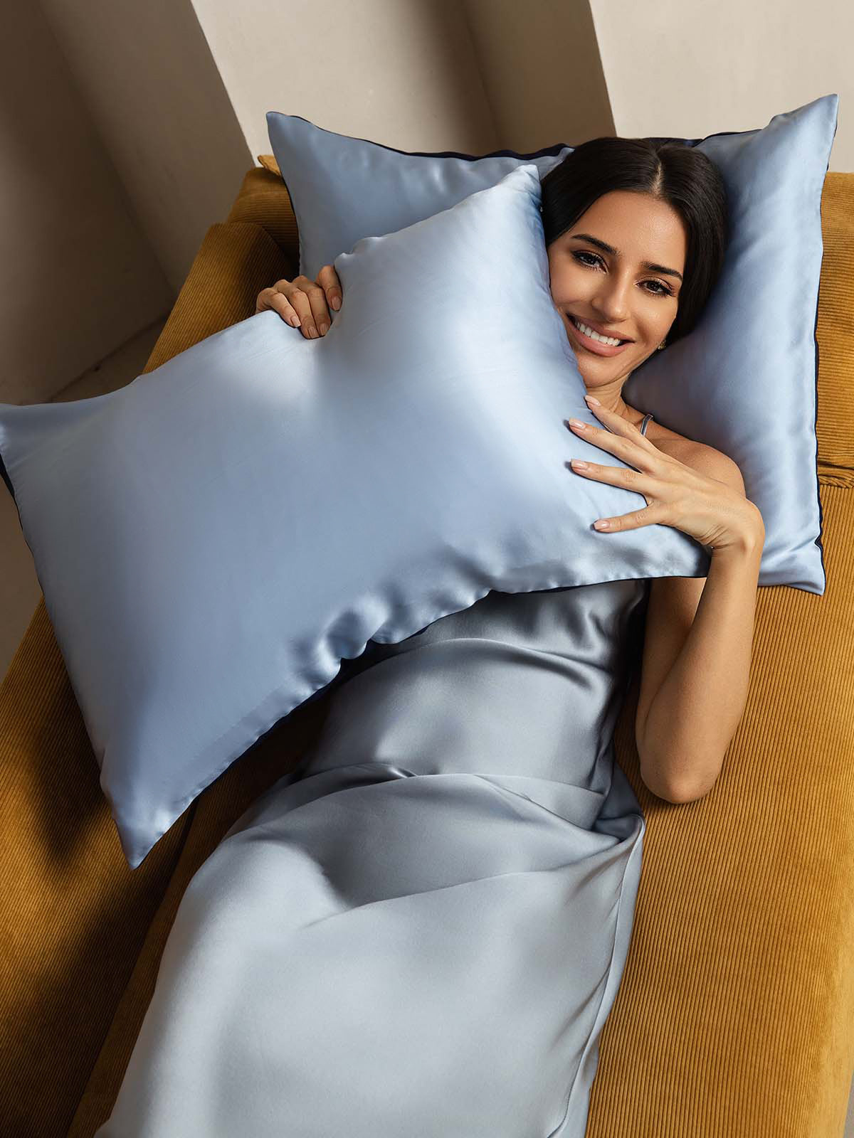 [DarkBlue+LightBlue] SilkSilky-UK 22Momme Pure Silk Pillowcase 004