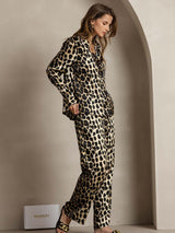 [Leopard] SilkSilky-UK 19Momme Silk Collar Women''s Outfit Sets 004