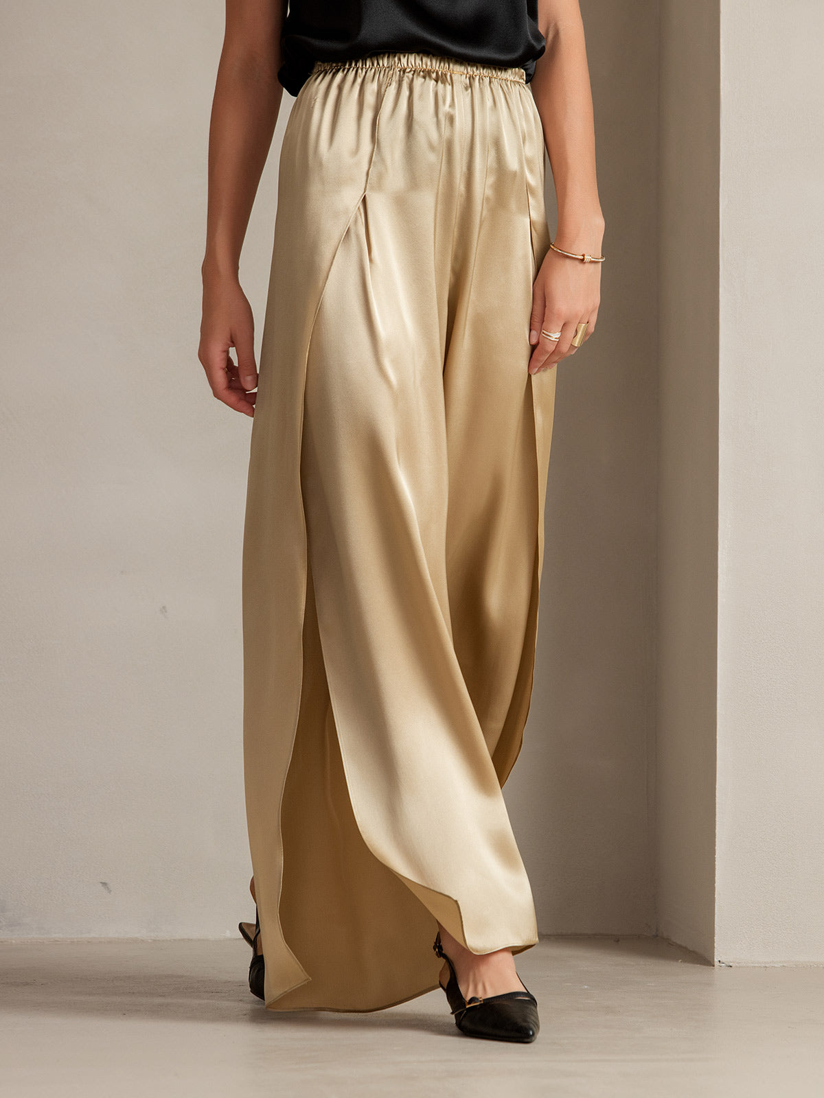 [Champagne] SilkSilky-UK 19Momme Silk Split Women's Pants 010