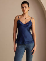 [Dark Blue] SilkSilky-UK Spaghetti Strap V Neck Camisole 003