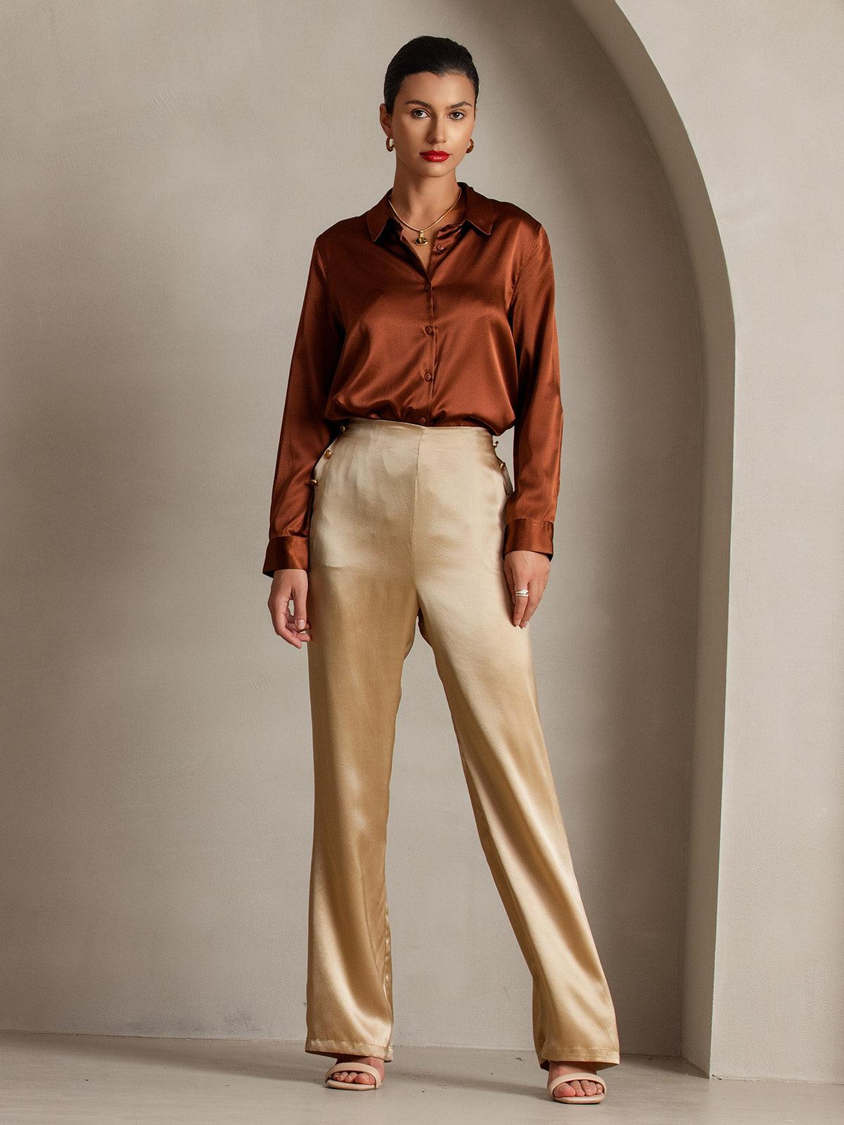 [Champagne] SilkSilky-UK 19Momme Silk Womens Pants 007