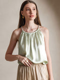 SilkSilky-UK 19Momme Silk Sleeveless Round Neck Camisole Light Green 001