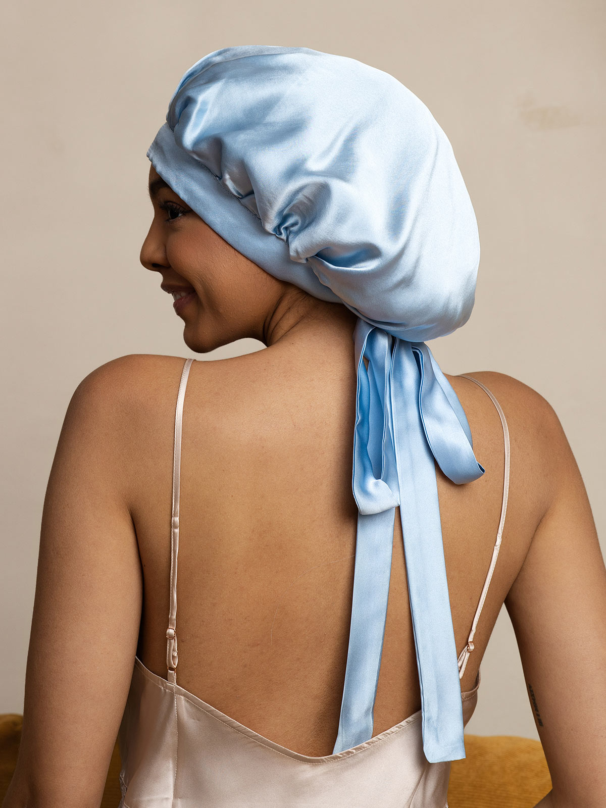[Light Blue] SilkSilky-UK Pure Silk Sleep Cap 005