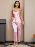 SilkSilky UK Pure Silk Sleeveless V Neck Women's Pyjamas Pink 004