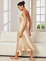 [Champagne] SilkSilky-UK Spaghetti Strap V Neck Nightdress 002