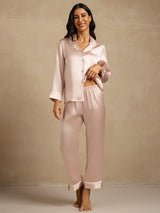 [Pink] SilkSilky-UK Long Sleeve Notch Collar Women's Pyjamas 001