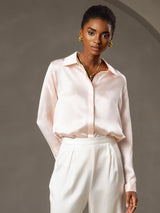 [Pink] SilkSilky-UK Long Sleeve Lapel Collar Women's Shirt 001