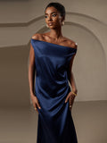 SilkSilky UK 19Momme Silk Sleeveless Cowl Neck Dress DarkBlue 004