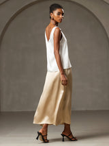 [White] SilkSilky-UK Sleeveless V Neck Camisole 003