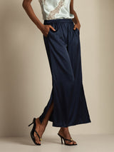 [Dark Blue] SilkSilky-UK 19Momme Silk Split Women's Pants 003,