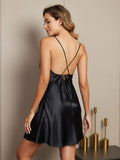 SilkSilky UK Pure Silk Sleeveless Nightgown Black 004