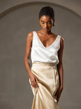 [White] SilkSilky-UK Sleeveless V Neck Camisole 005