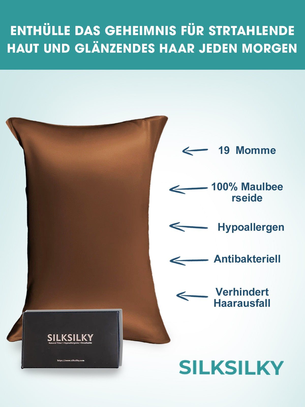[Coffee] SilkSilky-UK 19Momme Pure Silk Pillowcase 002