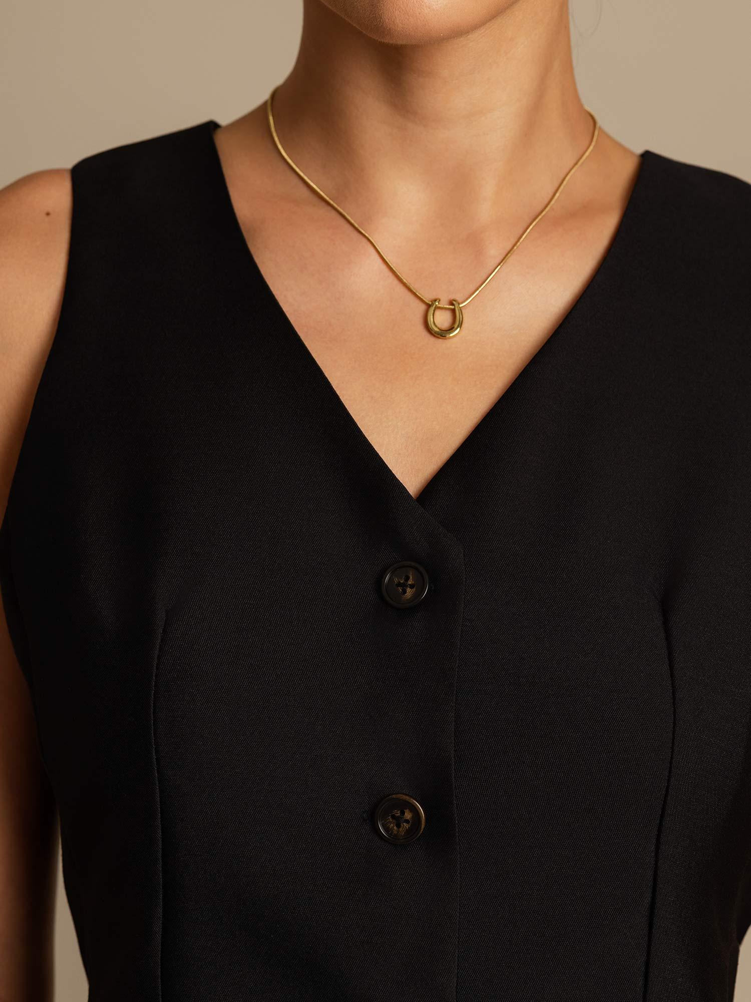 [Black] SilkSilky-UK 32Momme Silk-Wool Blend V Neck Women's Vest 004