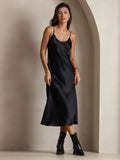 SilkSilky-UK Pure Silk Sleeveless Round Neck Dress Black 001