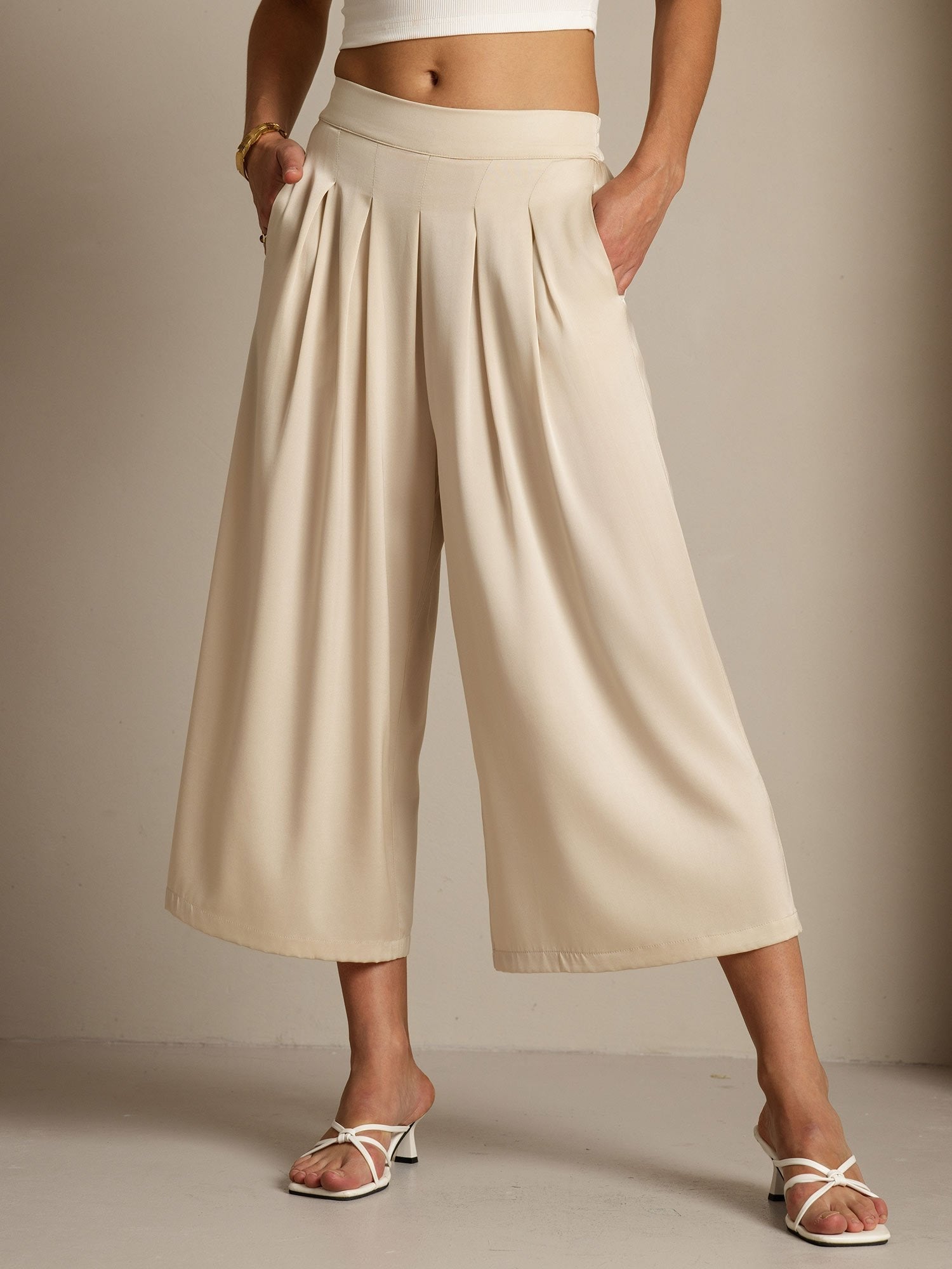[Beige] SilkSilky-UK 19Momme Silk Womens Pants 001