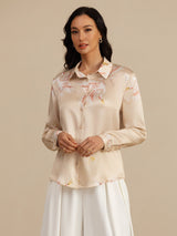 [Champagne] SilkSilky-UK Long Sleeve Lapel Collar Women's Shirt 004