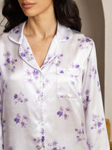 [Lilac Bloom] SilkSilky-UK Pure Silk Notch Collar Women's Pyjamas 005,