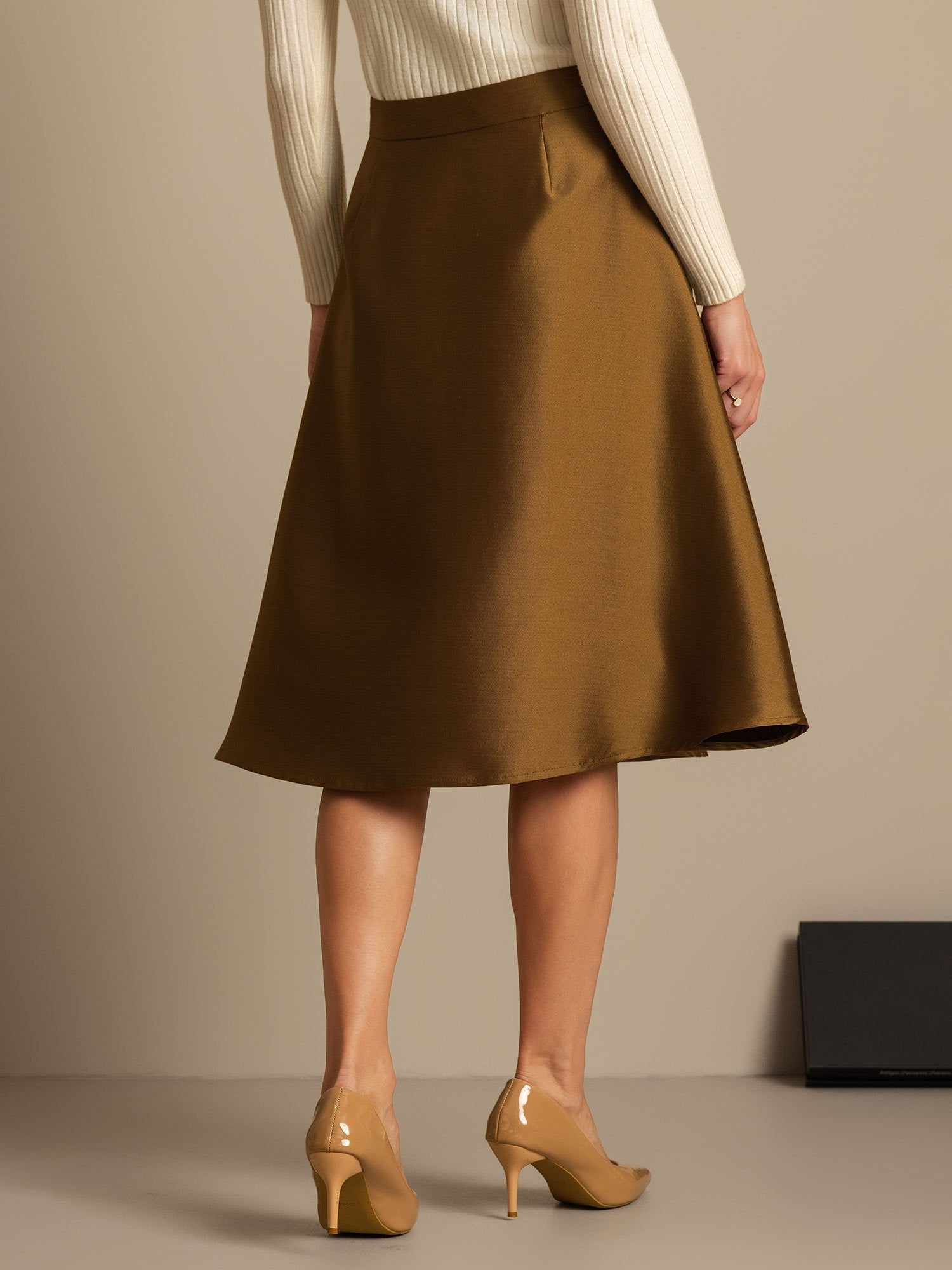 [Bronze] SilkSilky-UK 32Momme Silk-Wool Blend Skirt 002