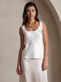 SilkSilky UK Pure Silk Sleeveless U Neck Camisole White 003