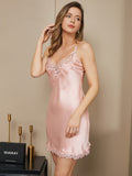 SilkSilky UK Pure Silk Sleeveless Boat Neck Nightdress Pink 003