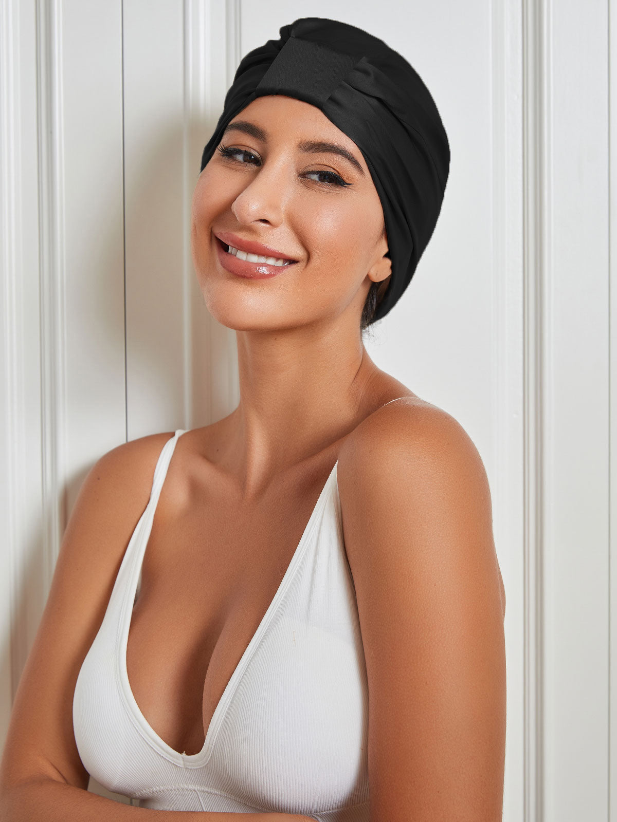 SilkSilky-UK-Pure-Silk-Sleep-Cap-Black-001