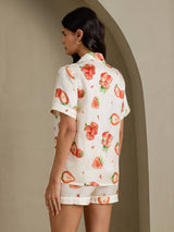 [White Strawberry] SilkSilky-UK Short Sleeve Notch Collar Women's Pyjamas 002