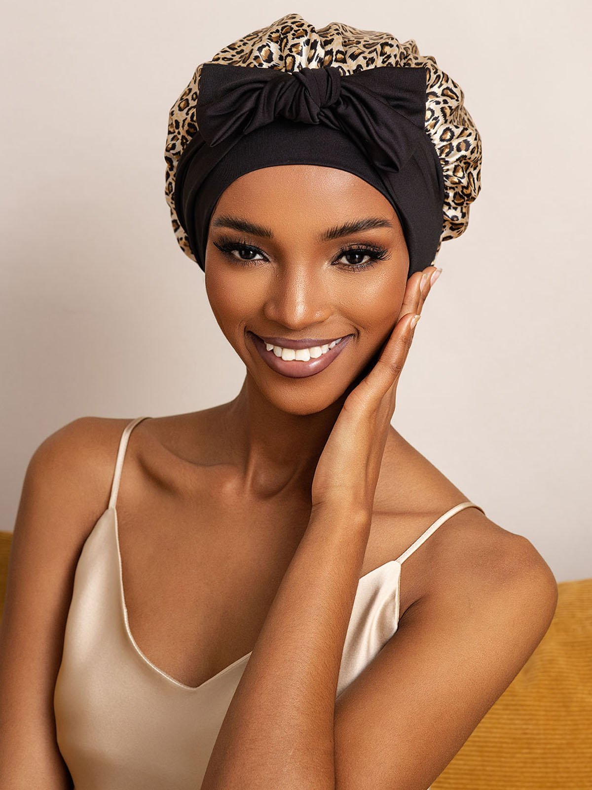 [Leopard] SilkSilky-UK Pure Silk Sleep Cap 001