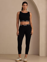[Black] SilkSilky-UK Sleeveless Crew Neck Women's Outfit Sets 001