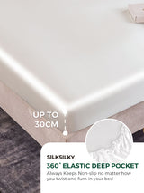[White] SilkSilky-UK 22Momme Pure Silk Bedding Set 004,
