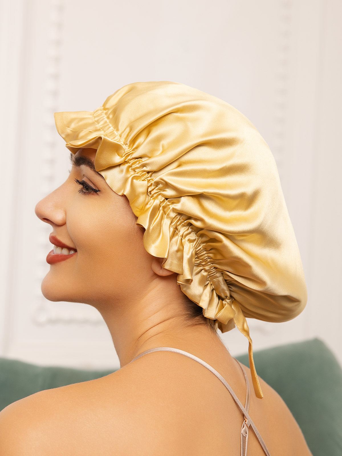 SilkSilky-UK Pure Silk Sleep Cap Champagne 001