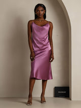 [Deep Purple] SilkSilky-UK Spaghetti Strap Cowl Neck Camisole 001
