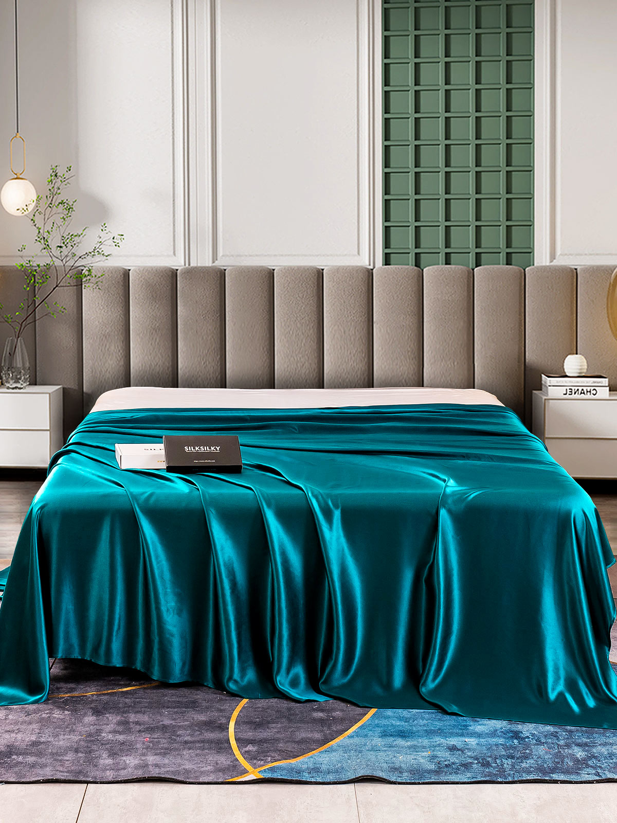 SilkSilky UK 25Momme Pure Silk Sheet Teal 002