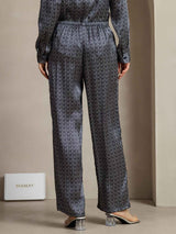 [Navy Ginkgo] SilkSilky-UK 19Momme Silk Womens Pants 002