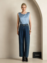 [Grayish Blue] SilkSilky-UK Sleeveless Round Neck Camisole 007