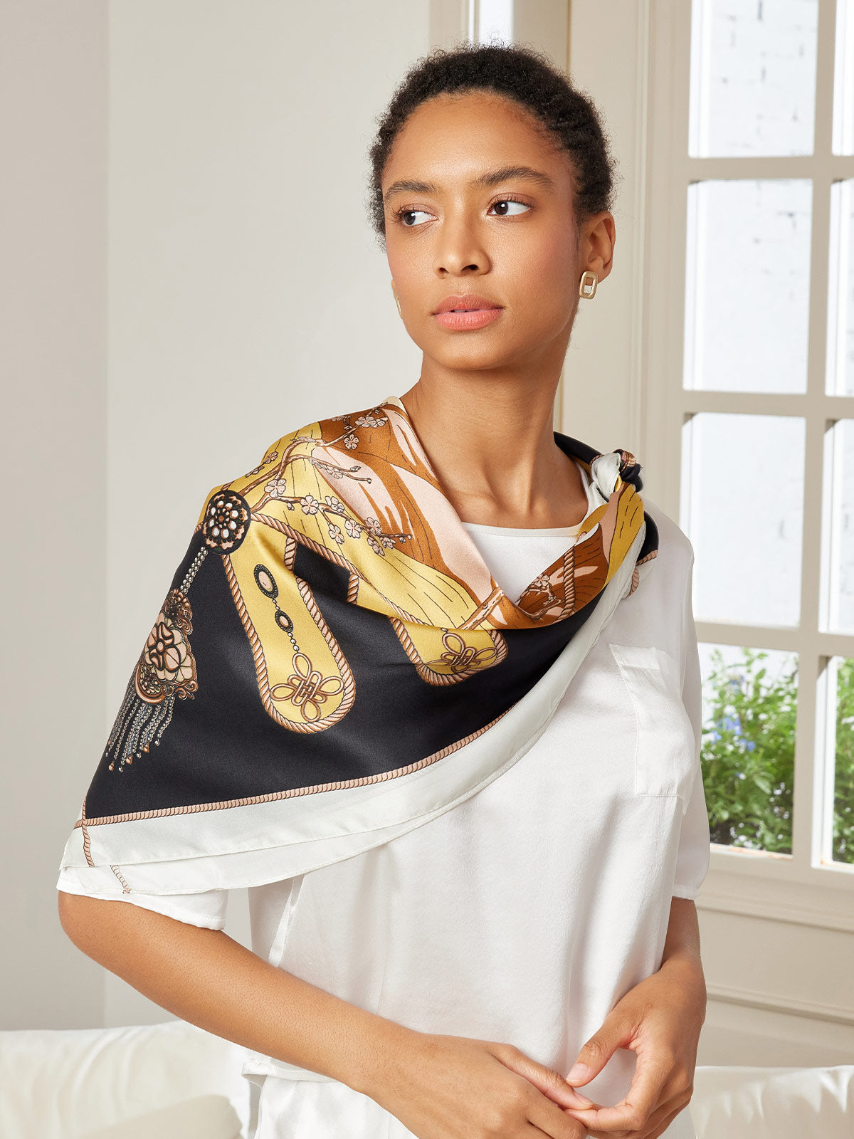 SilkSilky UK Pure Silk Scarf Black 001