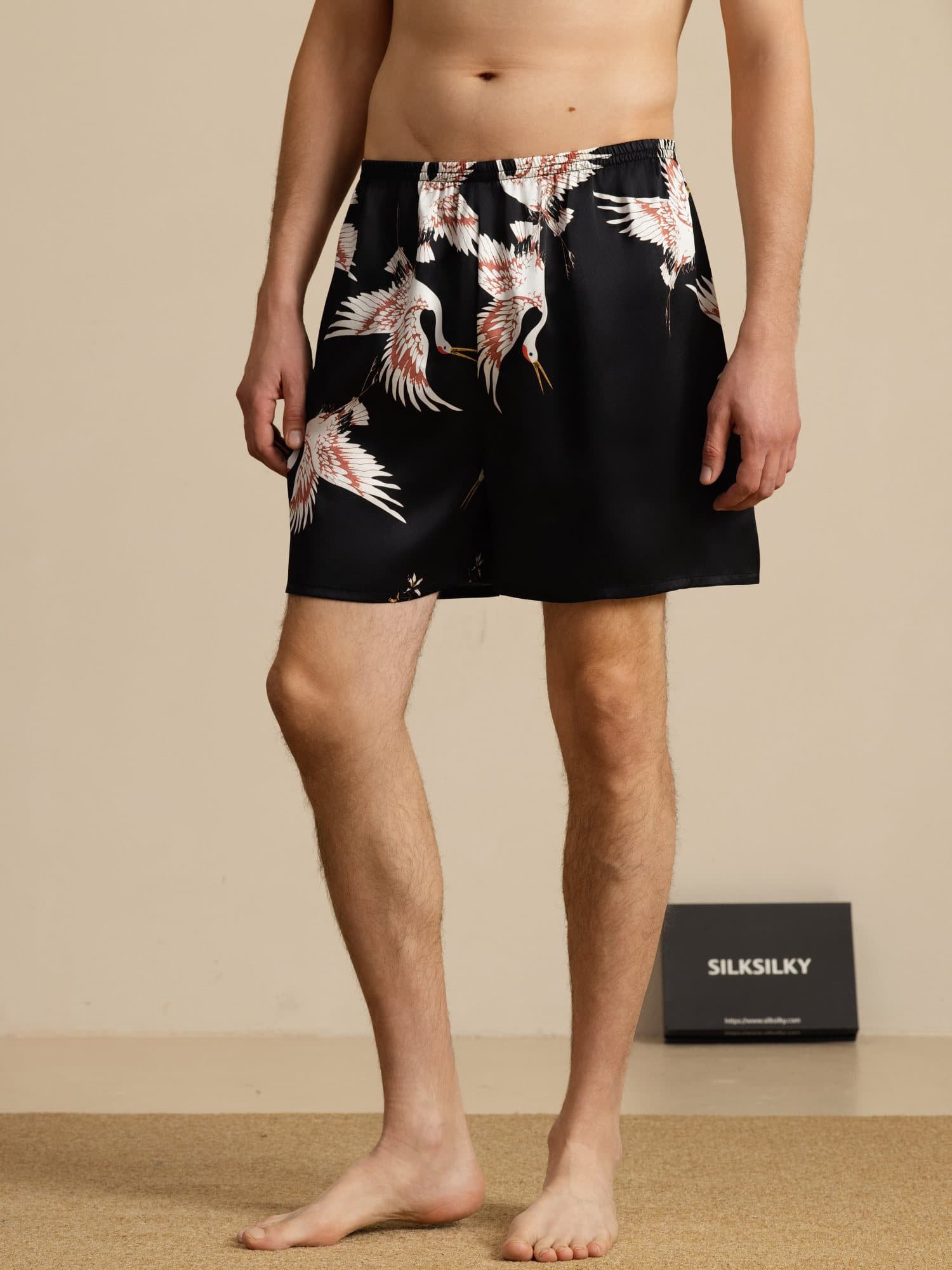 [Black] SilkSilky-UK 19Momme Mens Sleep Bottoms 001