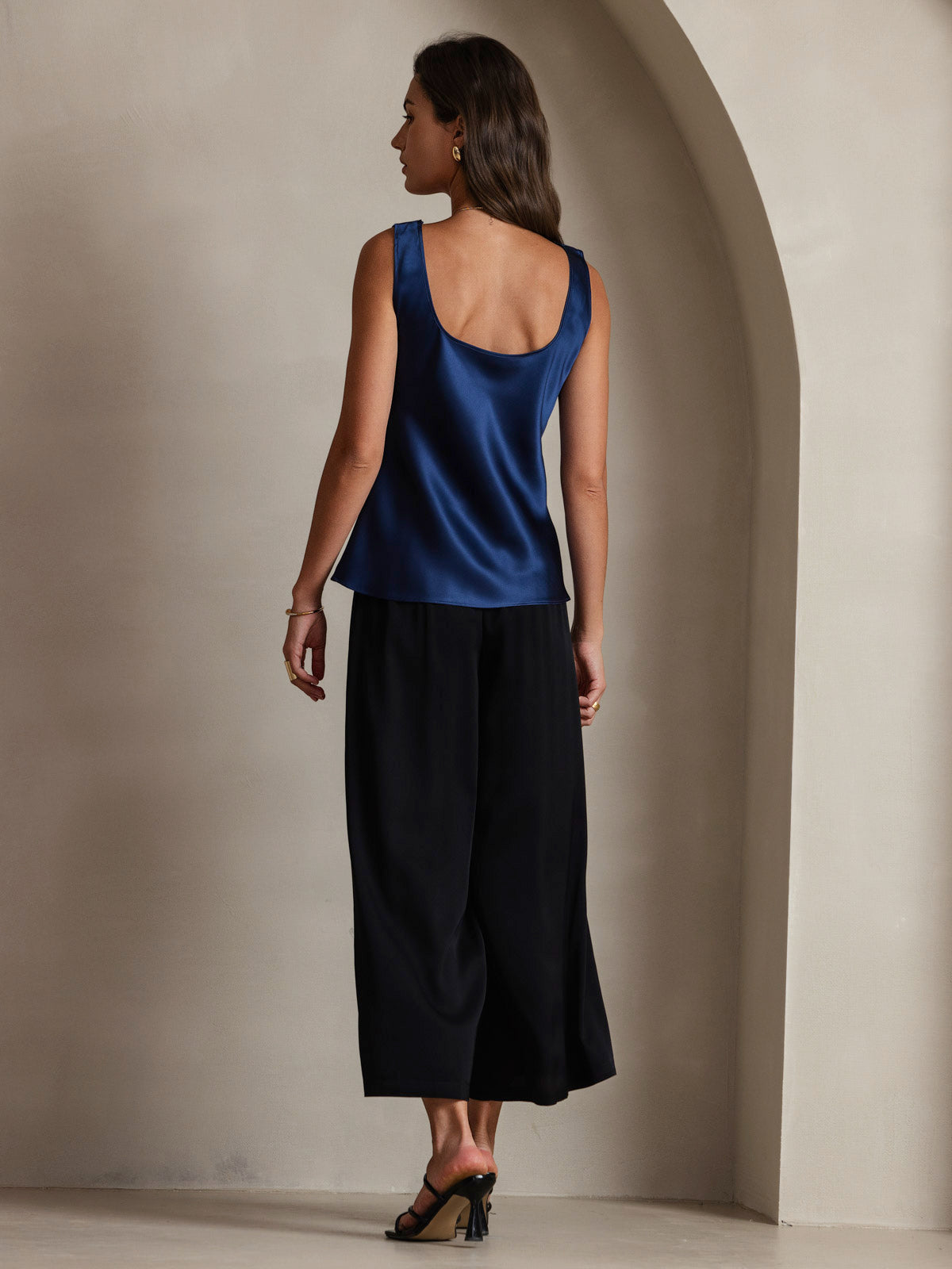 [Dark Blue] SilkSilky-UK 19Momme Silk Sleeveless U Neck Camisole 002