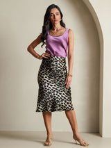 [Leopard] SilkSilky-UK 19Momme Pure Silk Skirt 007,