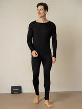 [Black] SilkSilky-UK Long Sleeve Round Neck Men's Long Johns 003