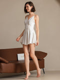 SilkSilky-UK Pure Silk V Neck Dress White 006