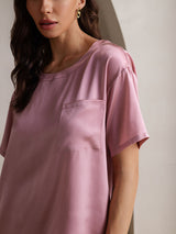[Pale Mauve] SilkSilky-UK Short Sleeve Round Neck Women's Pyjamas 009