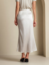 [Light Gray] SilkSilky-UK 19Momme Stretch Silk Charmeuse Skirt 003