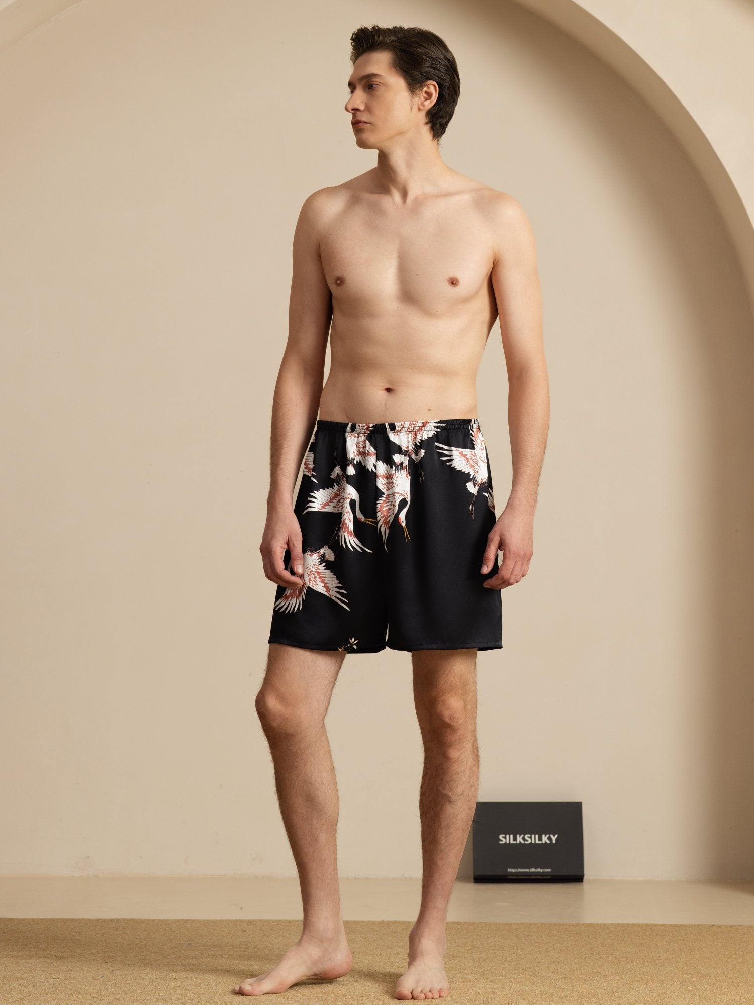 [Black] SilkSilky-UK 19Momme Mens Sleep Bottoms 006